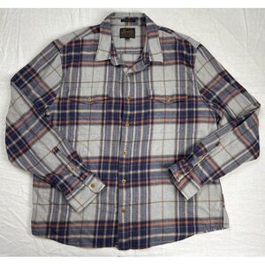Lucky Brand Shirt Saturday Stretch Untucked Western Plaid Multi-Color Chamois XL